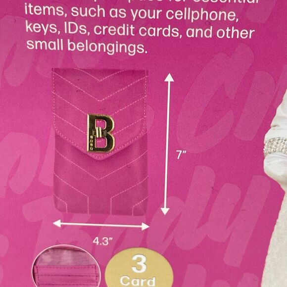 Bebe Pink Monogram City Lights Phone Crossbody Pouch Vegan Leather New - Picture 11 of 14